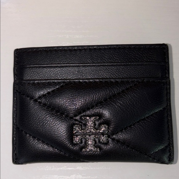 Tory Burch Quilted Black Leather Card Holder - Picture 1 of 6